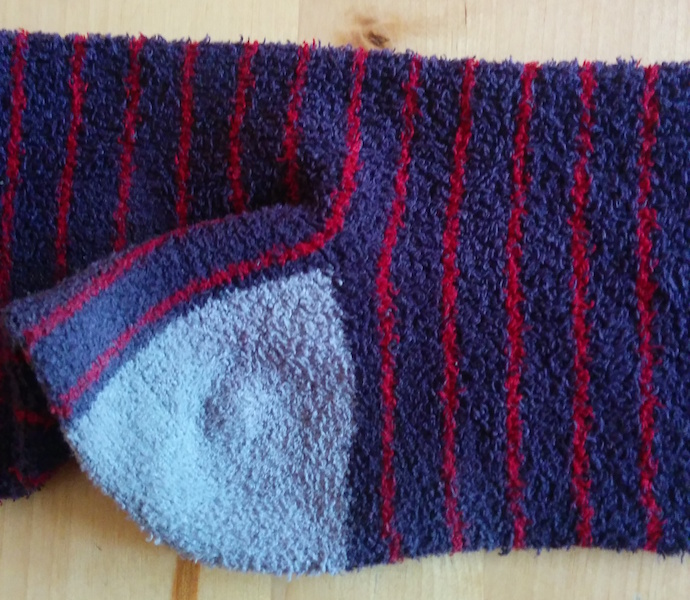 The join of the foot with the rest of the sock
